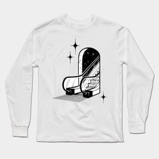Space Escalator - Digital Drawing - B&W Long Sleeve T-Shirt